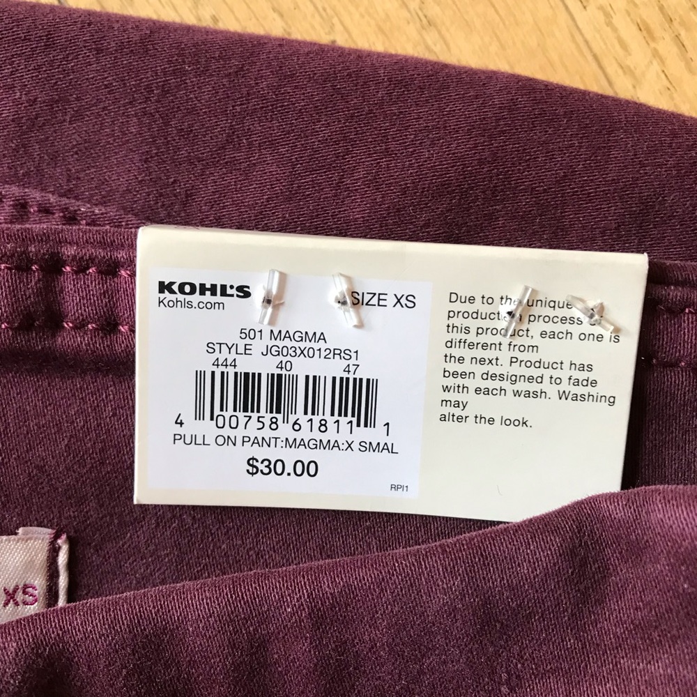 SO Jeggings NEW Womens XS Extra Small Maroon Super Stretch Skinny Mid Rise - Picture 12 of 12